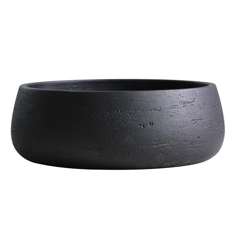 Olly & Rose Copenhagen Large Ceramic Planter Bowl Shallow Plant Pot - Matt Black Flower Pot Indoor and Outdoor Garden DÃ©corâ€¦ - Image 1