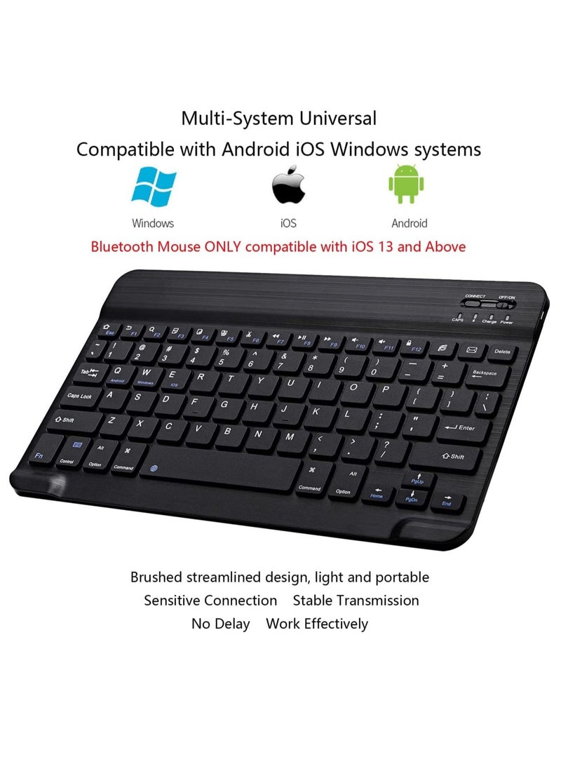 Generic - Ultra-Slim Bluetooth Keyboard and Mouse Combo Rechargeable Portable Wireless Keyboard Mouse Set for Apple iPad iPhone iOS 13 and Above Samsung Tablet Phone Smartphone Android Windows (Black) - Image 1