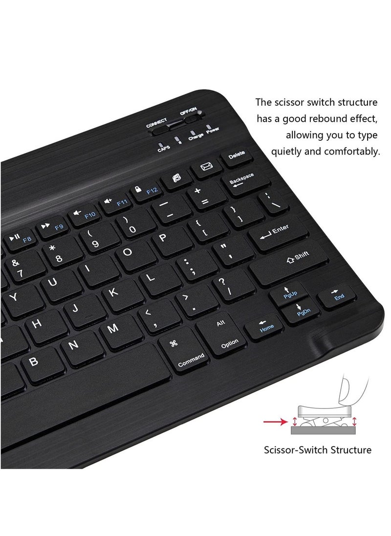 Generic - Ultra-Slim Bluetooth Keyboard and Mouse Combo Rechargeable Portable Wireless Keyboard Mouse Set for Apple iPad iPhone iOS 13 and Above Samsung Tablet Phone Smartphone Android Windows (Black) - Image 1