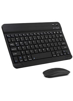 Ultra-Slim Bluetooth Keyboard and Mouse Combo Rechargeable Portable Wireless Keyboard Mouse Set for Apple iPad iPhone iOS 13 and Above Samsung Tablet Phone Smartphone Android Windows (Black)
