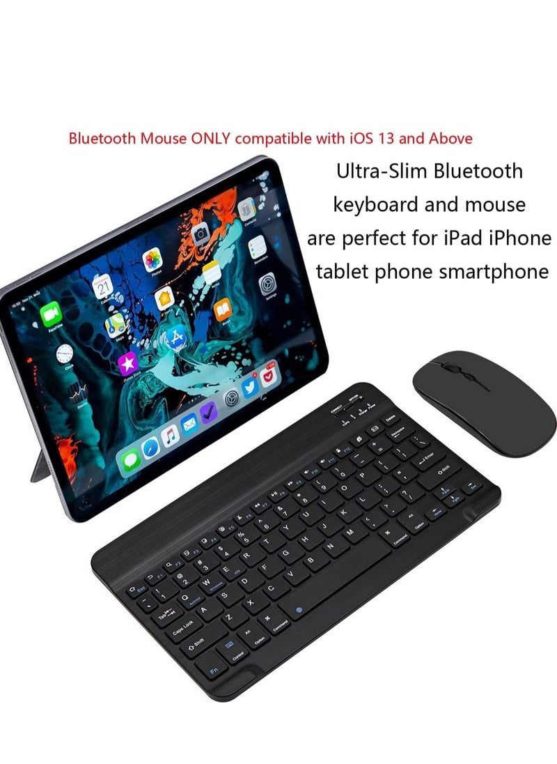 Generic - Ultra-Slim Bluetooth Keyboard and Mouse Combo Rechargeable Portable Wireless Keyboard Mouse Set for Apple iPad iPhone iOS 13 and Above Samsung Tablet Phone Smartphone Android Windows (Black) - Image 1