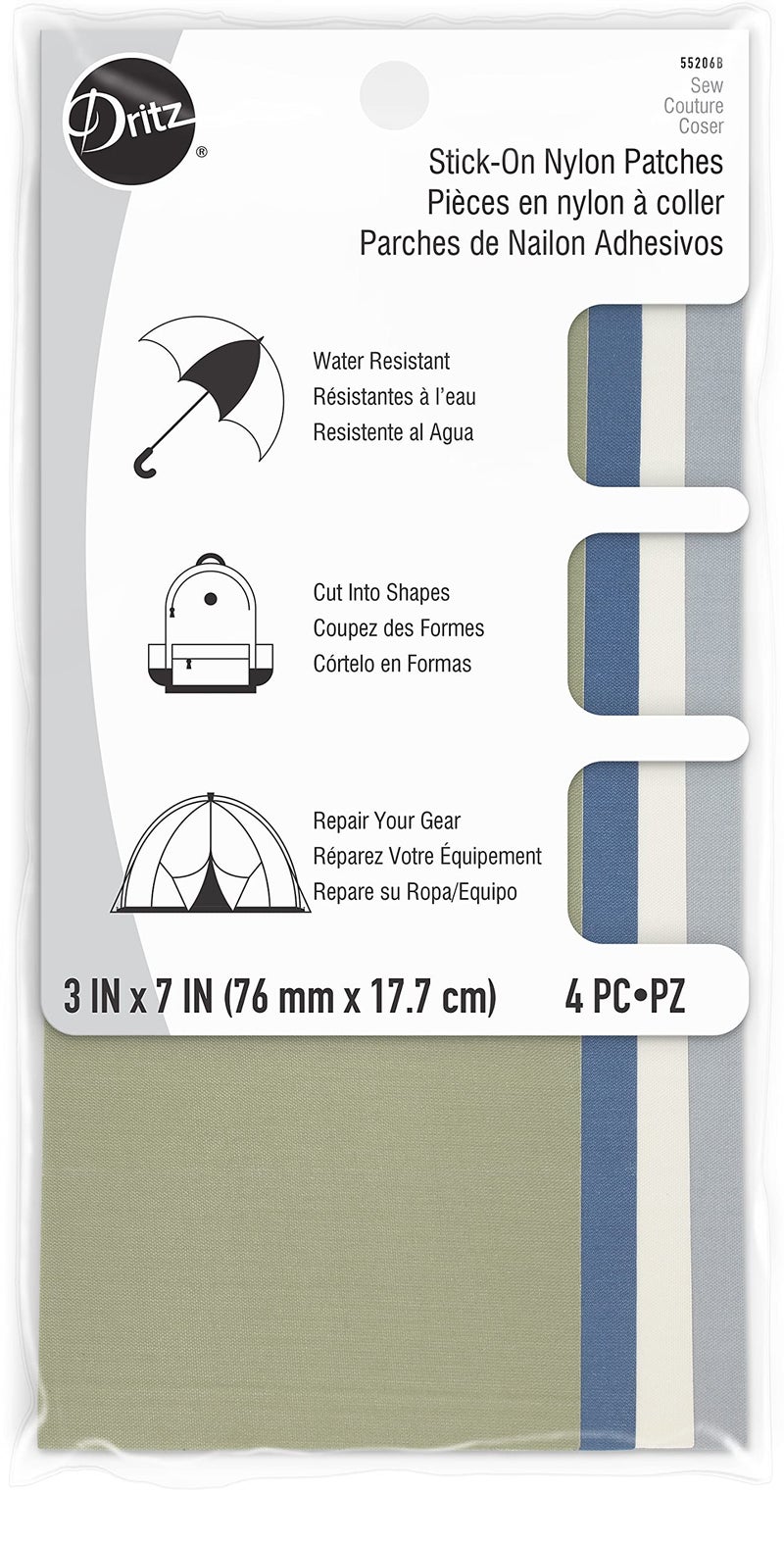 Dritz Dritz Nylon StickOn Patches 3 x 7Inch 4 Count Camp Colors