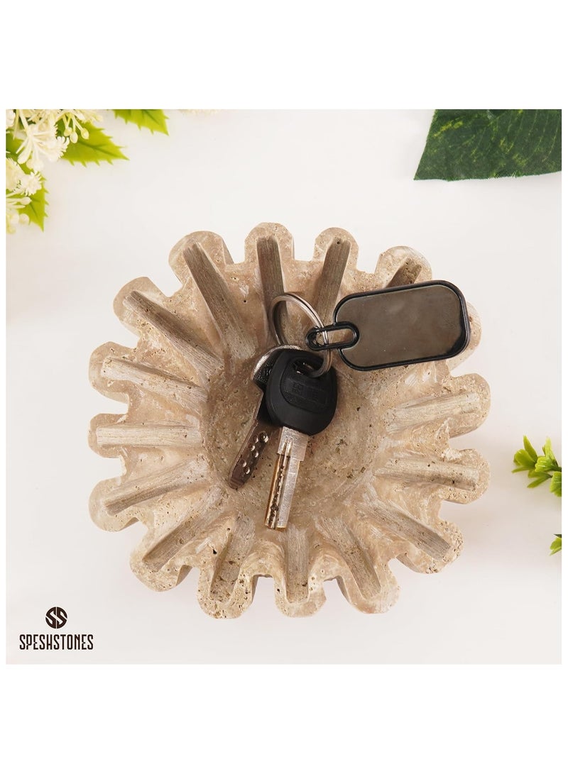 SPESHSTONES Travertine Ruffle Bowl 6 Inch Decorative Scalloped Bowls for Dining & Coffee Table Centerpiece - Stone Beige Key Bowl for Entryway, Fluted Fruit Holder for Modern Kitchen & Home Decor - Image 5