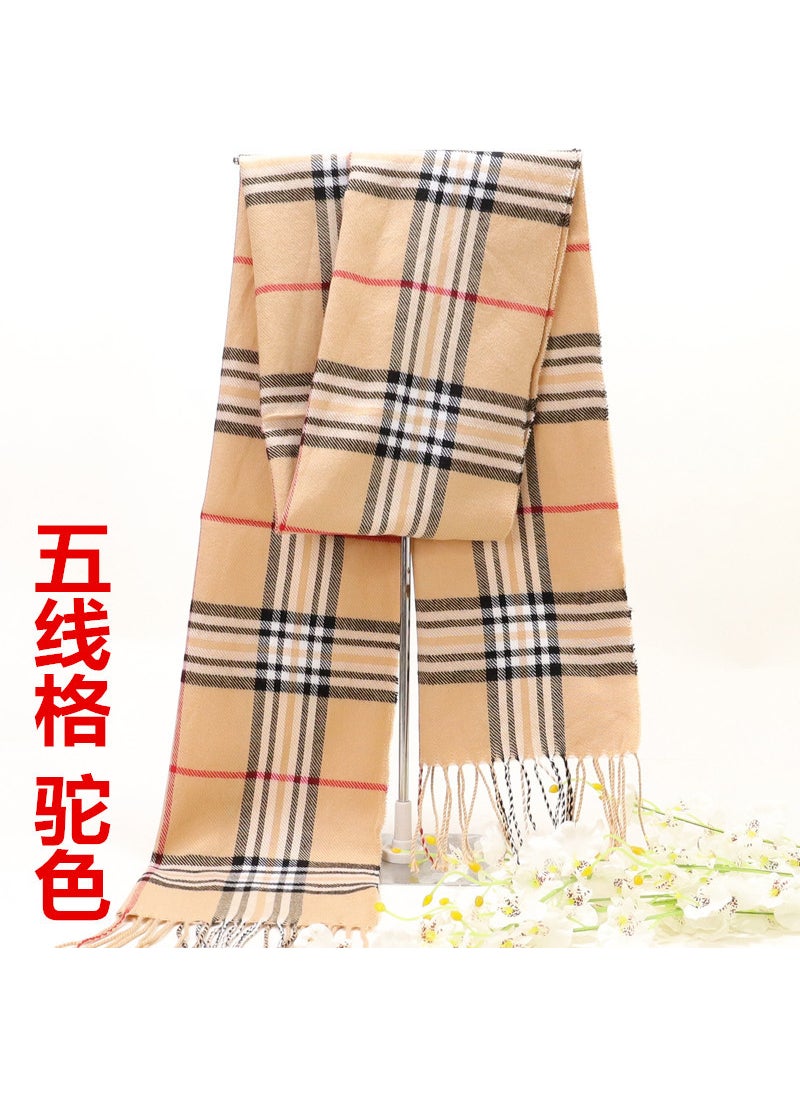 Generic - Winter Thick Mens Plaid Scarf Faux Cashmere Couples Plaid Scarf Warm Gift Stripe grid - Image 1