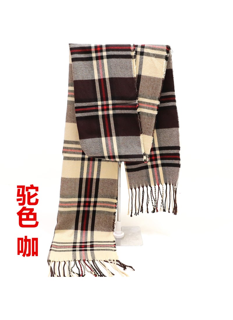 Generic - Winter Thick Mens Plaid Scarf Faux Cashmere Couples Plaid Scarf Warm Gift Stripe grid - Image 1