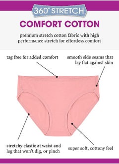 FRUIT OF THE LOOM Fruit of the Loom Women's 360 Underwear, High Performance Stretch for Effortless Comfort, Available in Plus Size, Cotton Blend-Bikini-6 Pack-Colors May Vary, 8  - Image 2