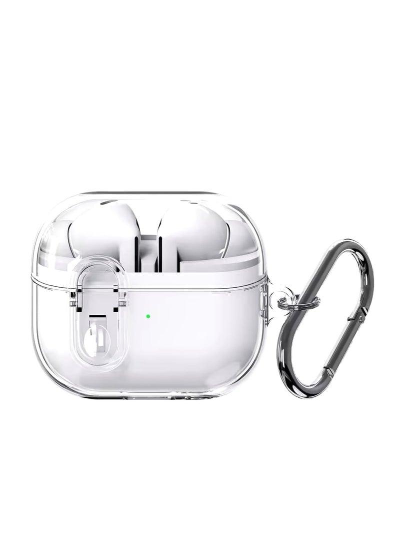 Protective Case for Samsung Galaxy Buds 3 & Galaxy Buds 3 Pro Case [Wireless Charging] [Keychain] [LED Visible] Anti-drop Anti-scratch Samsung Buds 3 PC Cover with A Lock (Clear) - Image 1