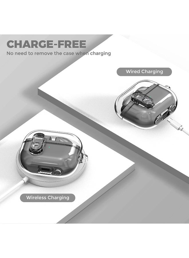 Protective Case for Samsung Galaxy Buds 3 & Galaxy Buds 3 Pro Case [Wireless Charging] [Keychain] [LED Visible] Anti-drop Anti-scratch Samsung Buds 3 PC Cover with A Lock (Clear) - Image 2