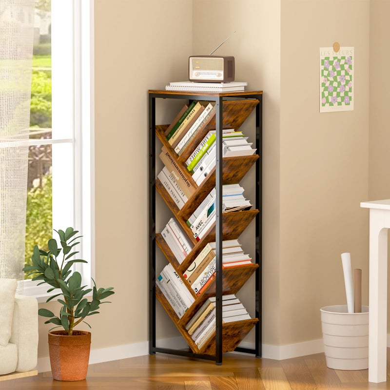 Cutogxon Tree Bookshelf - 9 Tier Floor Standing Tree Book Storage Organizer with Adjustable Feet for Hardcover Books, Vintage Living Room, Patent Pending - Image 2