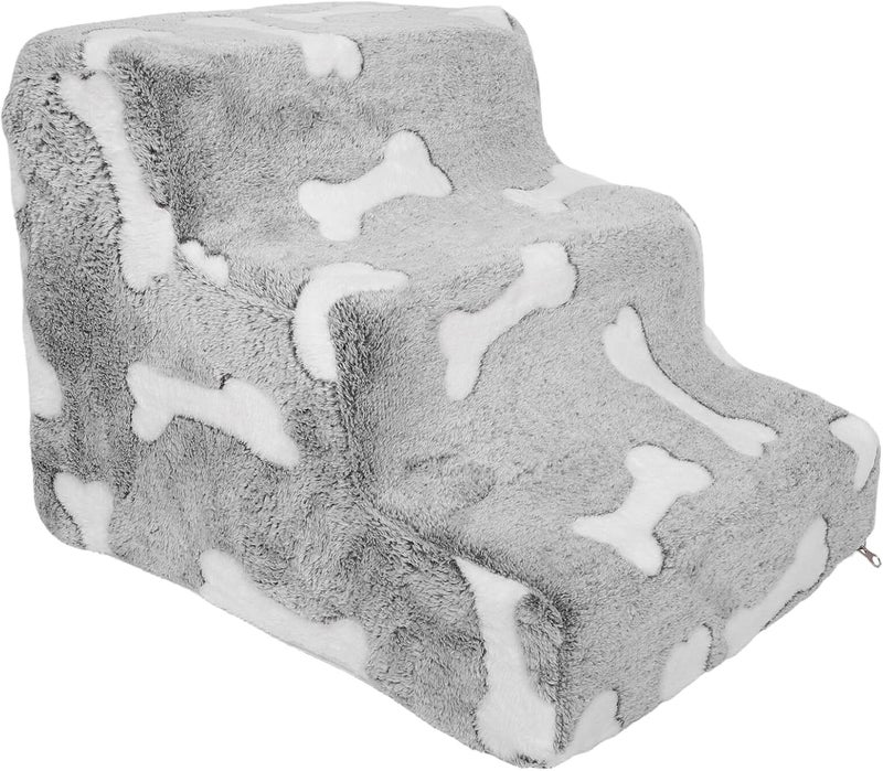 TEHAUX Pet Steps for Small Dogs and Cats, Non-Slip Soft Dog Stairs with Bone Print, 34x40x30cm Indoor Ladder for High Beds and Couches, Puppy and Kitten Climbing Ramp - Image 1