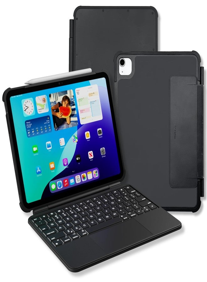 Macally Rugged Keyboard Case for iPad 11th Gen (A16) & 10th Gen (A14) - Military-Grade Protection, Large Trackpad, Backlit, Detachable Chasis, Rechargeable - iPad 10th Generation Case with Keyboard - Image 1