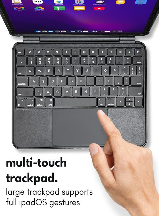 Macally Rugged Keyboard Case for iPad 11th Gen (A16) & 10th Gen (A14) - Military-Grade Protection, Large Trackpad, Backlit, Detachable Chasis, Rechargeable - iPad 10th Generation Case with Keyboard - Image 4