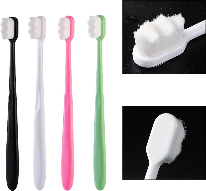 strrng 6 Pcs Micro Nano Toothbrushes, with 20000 Bristles Sterile Fiber Soft Toothbrush, Soft Bristle Toothbrush, for Fragile Gums Adult and Children for Sensitive Teeth(White, Black, Pink, Green) - Image 3