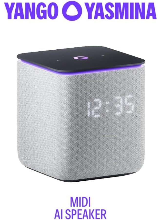 Yango Yasmina Midi | Smart AI Speaker | Premium Sound, Deep Bass & Stereo Pairing | Speaks English & Arabic | YangoPlay unlimited Movies, Series, Music, Quran | Kids Teacher & Translator | Gray - Image 2