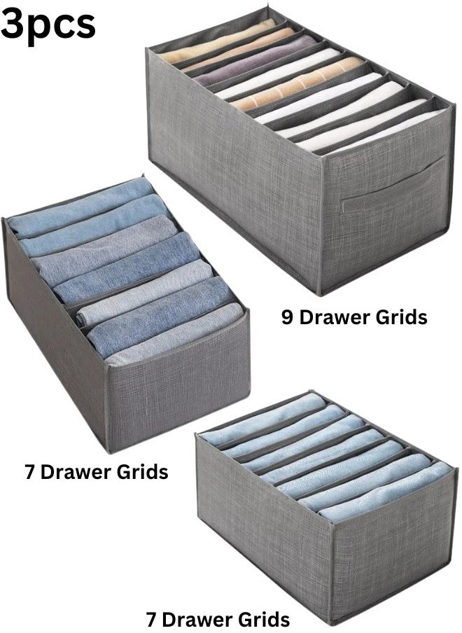 Generic - 3 pieces of clothes organizer. A divided fabric drawer organizer consisting of 3 different sizes. The small size is 35*24 cm, 7 boxes. The medium size is 44*25 cm, 7 boxes. The large size is 44*30 cm, - Image 1