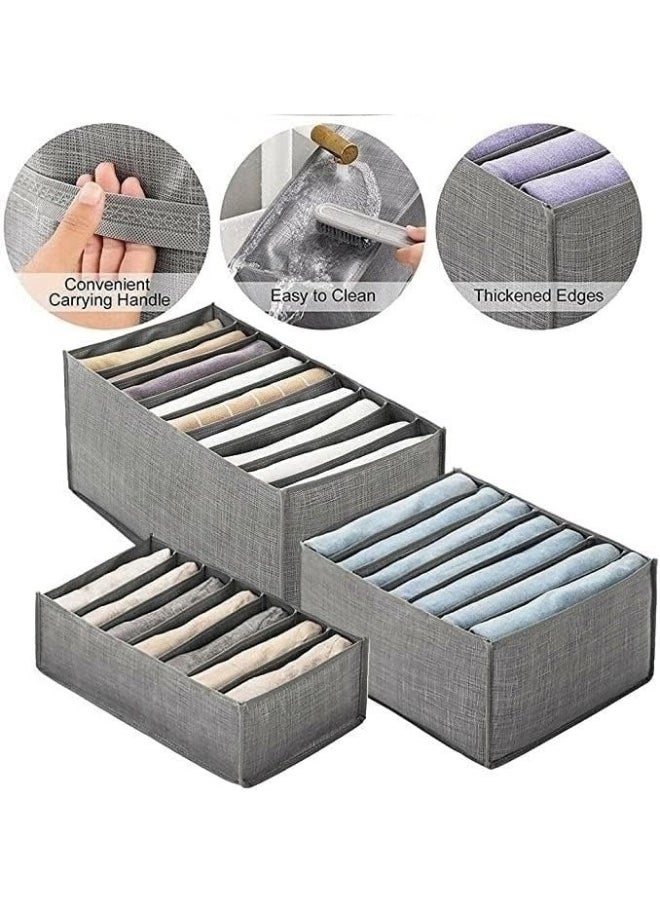 Generic - 3 pieces of clothes organizer. A divided fabric drawer organizer consisting of 3 different sizes. The small size is 35*24 cm, 7 boxes. The medium size is 44*25 cm, 7 boxes. The large size is 44*30 cm, - Image 1