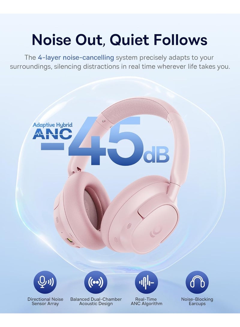 Baseus Bass BH1 NC Wireless Noise Cancelling Headphones – Premium Sound – Nebula Pink - Image 3