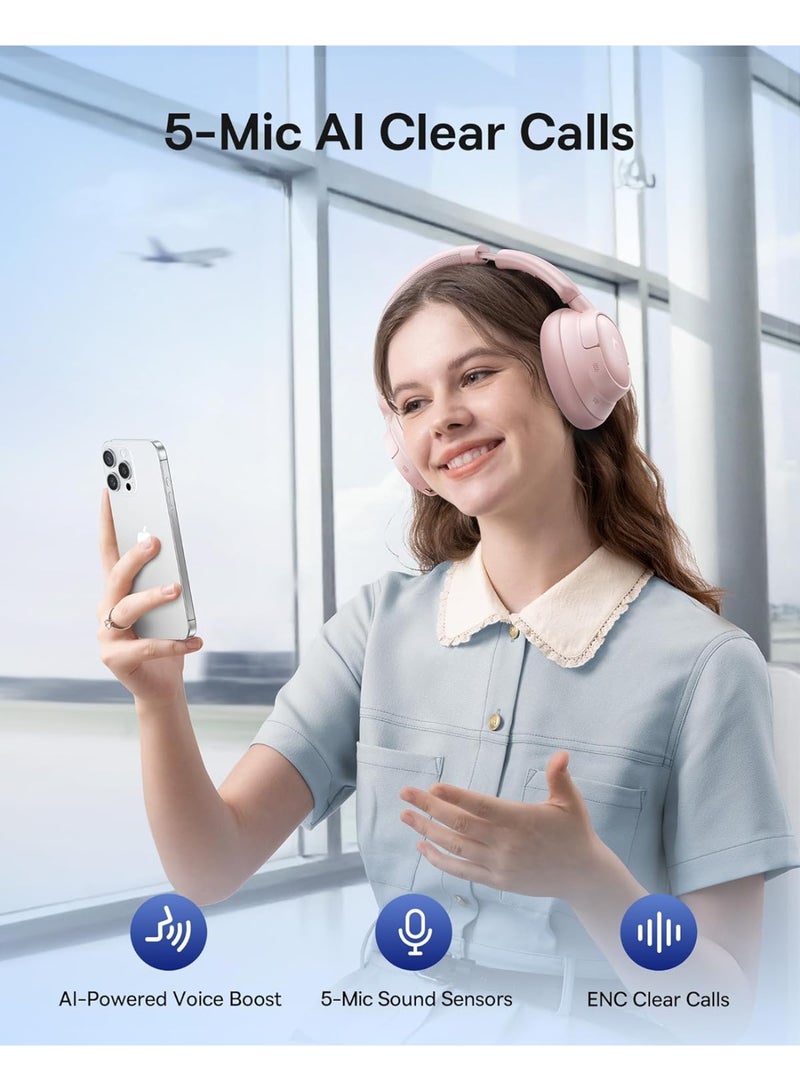 Baseus Bass BH1 NC Wireless Noise Cancelling Headphones – Premium Sound – Nebula Pink - Image 4