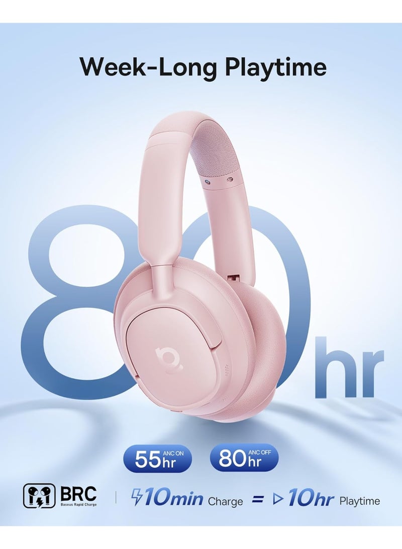 Baseus Bass BH1 NC Wireless Noise Cancelling Headphones – Premium Sound – Nebula Pink - Image 5