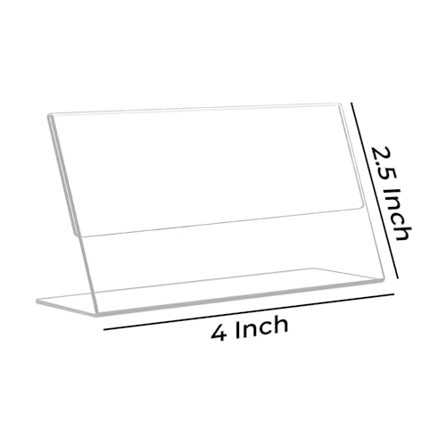 Printodelivery L-Shape Acrylic Price Tag Holder (4x2.5 Inch) – Acrylic Sign Holder, Premium Table Display Label, Price Tag & Name Card Holder for Bakery Counters, Buffets, Shops, Restaurants, and Supermarkets (Pack of 10) - Image 2