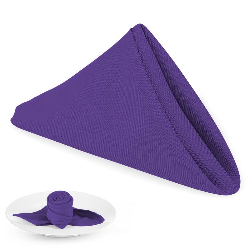 PLOYMONO Purple Heavy Duty Polyester Napkins 17 x 17 Inch Solid Washable Cloth Dinner Napkins Set of 8 Napkins with Hemmed Edges Great for Weddings Parties Banquets Dinner More