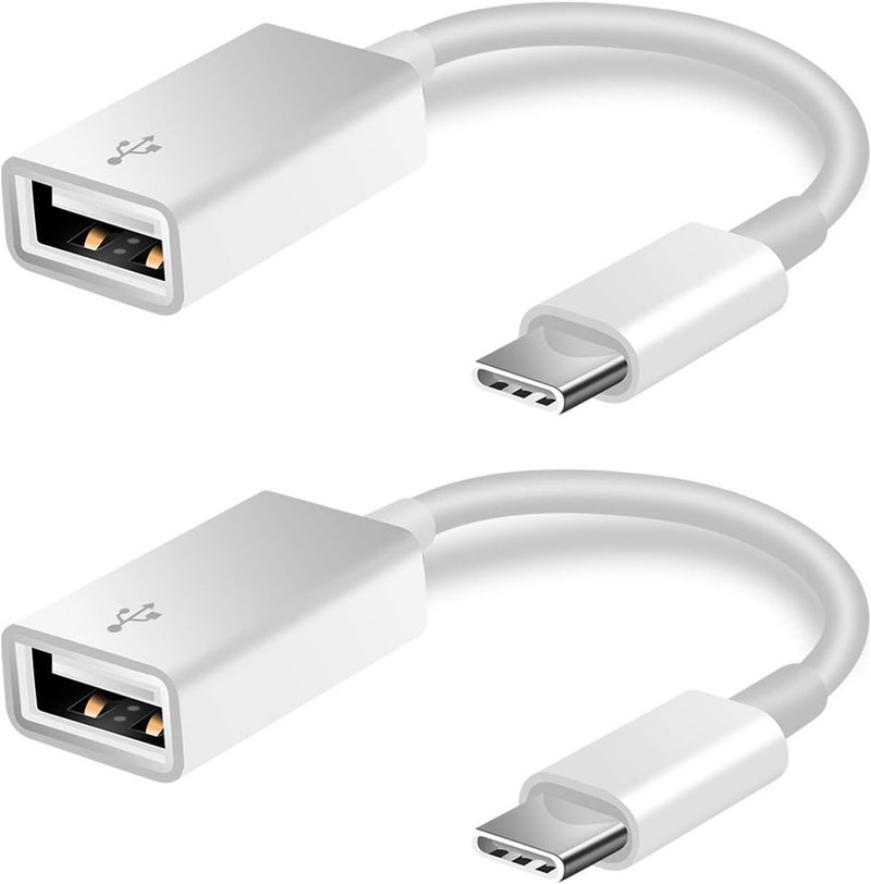 FLEAVER USB C to USB Adapter [2 Pack],Type-C OTG Cable Type C Male to USB A Female Adapter Compatible with Pro/Air 2019 2018 2017,S20 S20+ Ultra Note 10 S9 S8 (White) - Image 1