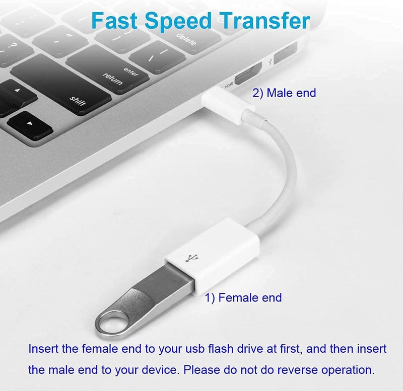 FLEAVER USB C to USB Adapter [2 Pack],Type-C OTG Cable Type C Male to USB A Female Adapter Compatible with Pro/Air 2019 2018 2017,S20 S20+ Ultra Note 10 S9 S8 (White) - Image 4