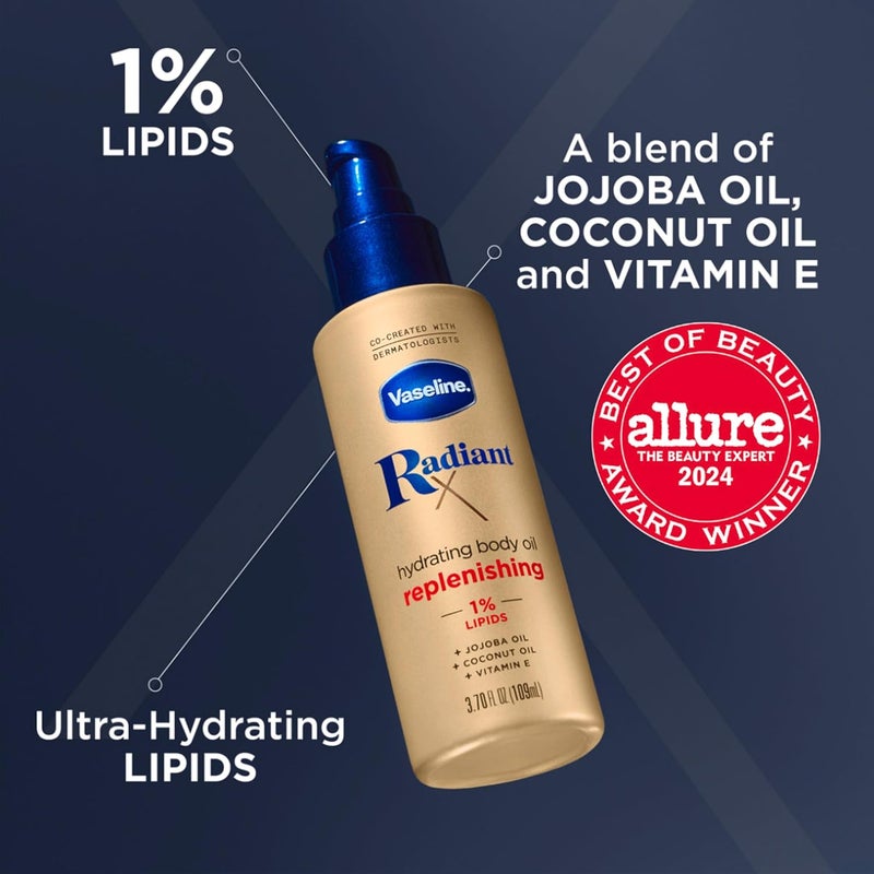 Vaseline زيت الجسم المرطب والمغذي فازلين راديانت إكس مع 1% زيوت الجوجوبا وزيت جوز الهند وفيتامين E 37 أونصة - Image 4