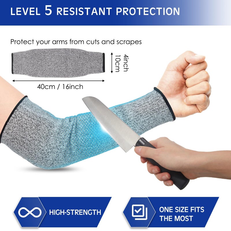 Geyoga 2 Pairs Arm Sleeves Guards Arm Protectors for Thin Skin and Bruising Protective Cut Resistant Sleeves for Men Women(Large,Hppe,Gray) - Image 2