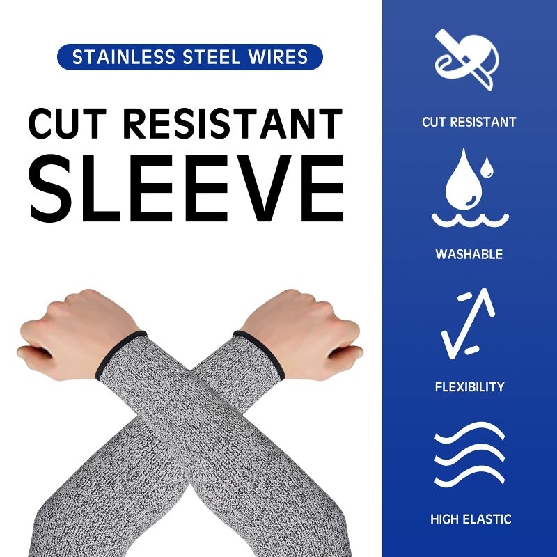 Geyoga 2 Pairs Arm Sleeves Guards Arm Protectors for Thin Skin and Bruising Protective Cut Resistant Sleeves for Men Women(Large,Hppe,Gray) - Image 3