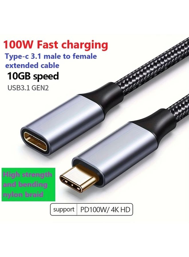 19 69 Inch USB C 3 1 Extension Cable 4K 100W PD Fast Charging 10Gbps Data Transfer Nylon Braided - Image 4
