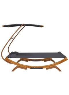 vidaxl Modern Stylish Outdoor Lounge Bed with Canopy 165x203x138 cm Solid Bent Wood Anthracite  - Image 2