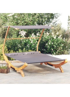 vidaxl Modern Stylish Outdoor Lounge Bed with Canopy 165x203x138 cm Solid Bent Wood Anthracite  - Image 1