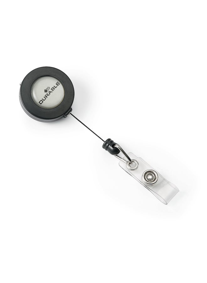 Durable 10 Pcs 80cm Retractable Zipper Badge Holder Reel, Black - Image 3