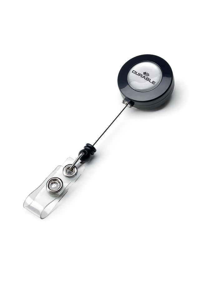Durable 10 Pcs 80cm Retractable Zipper Badge Holder Reel, Black - Image 5