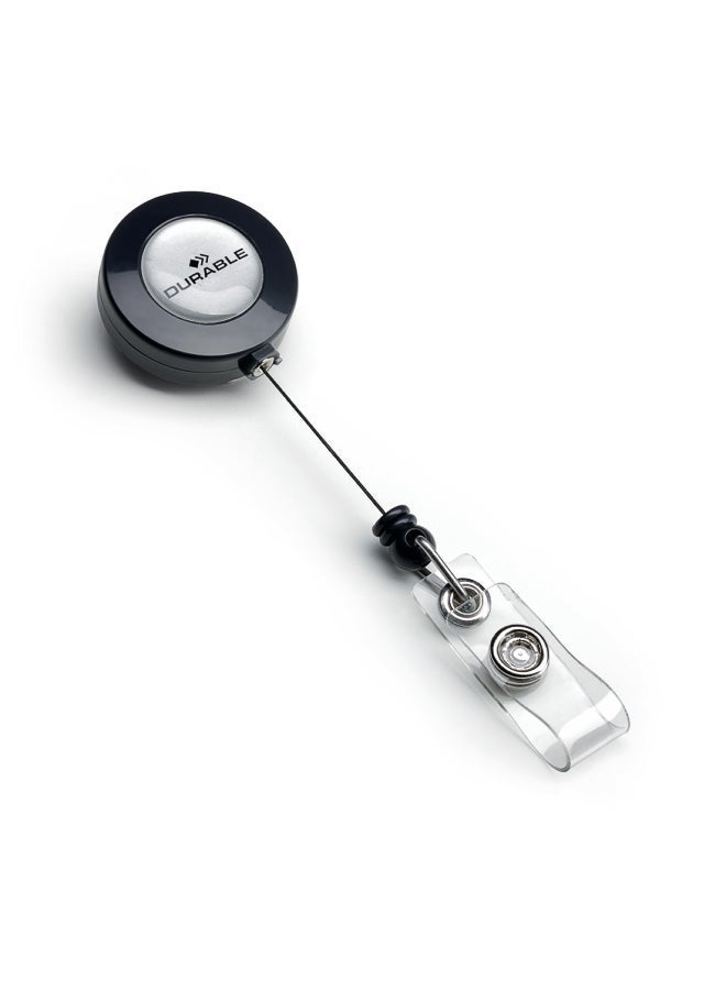 Durable 10 Pcs 80cm Retractable Zipper Badge Holder Reel, Black - Image 4