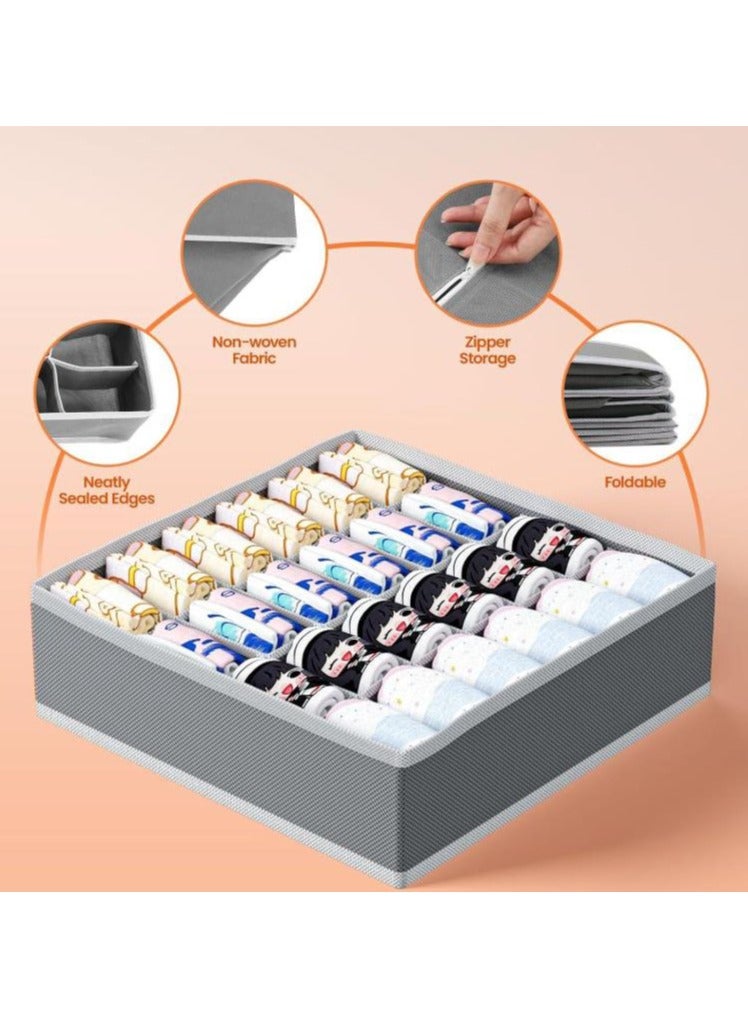 Hanayo 4 Pcs Closet Drawer Organizer Foldable Underwear and Bras Drawer Organizers Non-woven Fabric Storage Box Divider Bins for Bra Socks Underware Ties Clothes (Grey) - Image 5