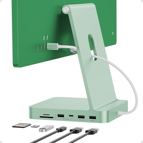 PULWTOP USB C HUB for iMac 24 inch 2021/2023/2024, USB Hub Adapter iMac Accessories for iMac M1/M3/M4 with USB C 10Gbps 3*USB A SD/TF, Docking Station Support Expand M.2 SSD (Not Included), Green - Image 1