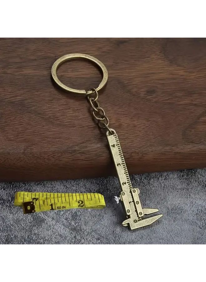 Golden Mini Caliper Tool 2pcs Portable Keychain Alloy Vernier Measuring Ruler 0 1500mm - Image 2
