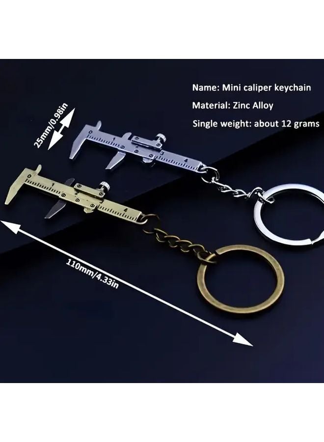 Golden Mini Caliper Tool 2pcs Portable Keychain Alloy Vernier Measuring Ruler 0 1500mm - Image 4