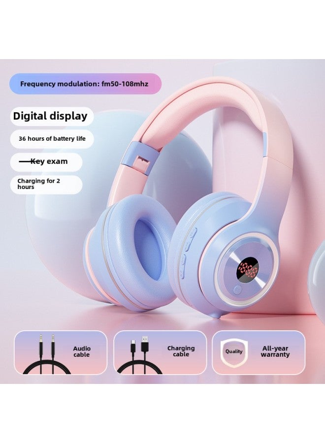 Four Or Six Listening Test Headset FM FM University Special Four Special Eight Wireless Bluetooth Headset Direct Supply-Color:Gradient Blue  - Image 1