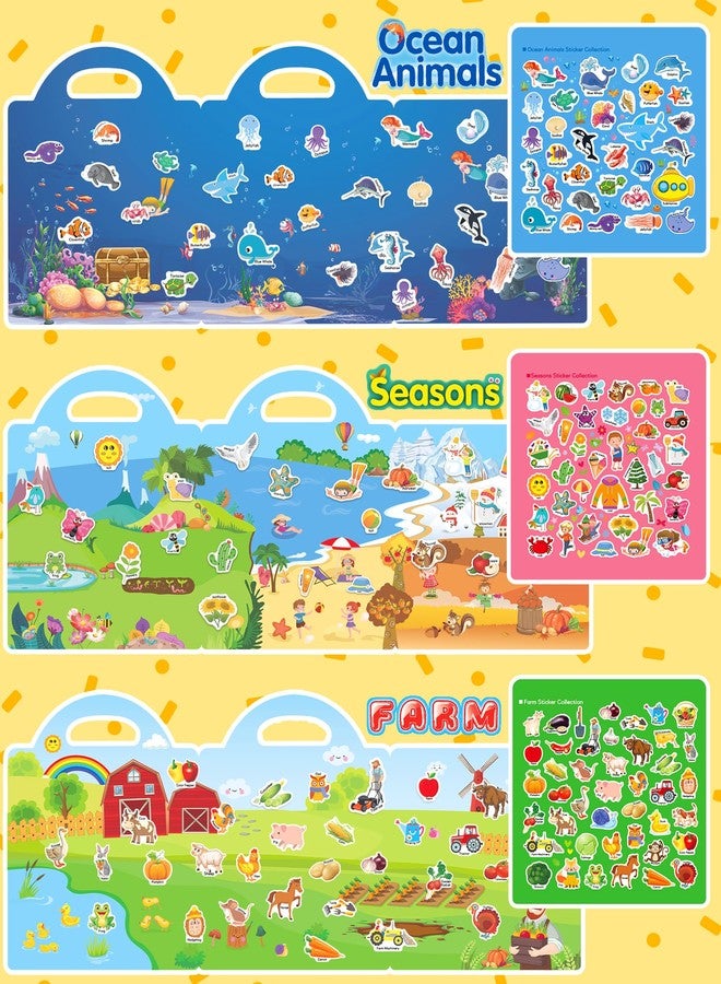 Benresive Reusable Sticker Book for Toddlers, 3 Sets Stickers for Kids, Toddler Sticker Book, Crafts Activities for Toddlers, 3 and Up Easter Basket Stuffers Birthday Gifts Travel Toys - Image 3