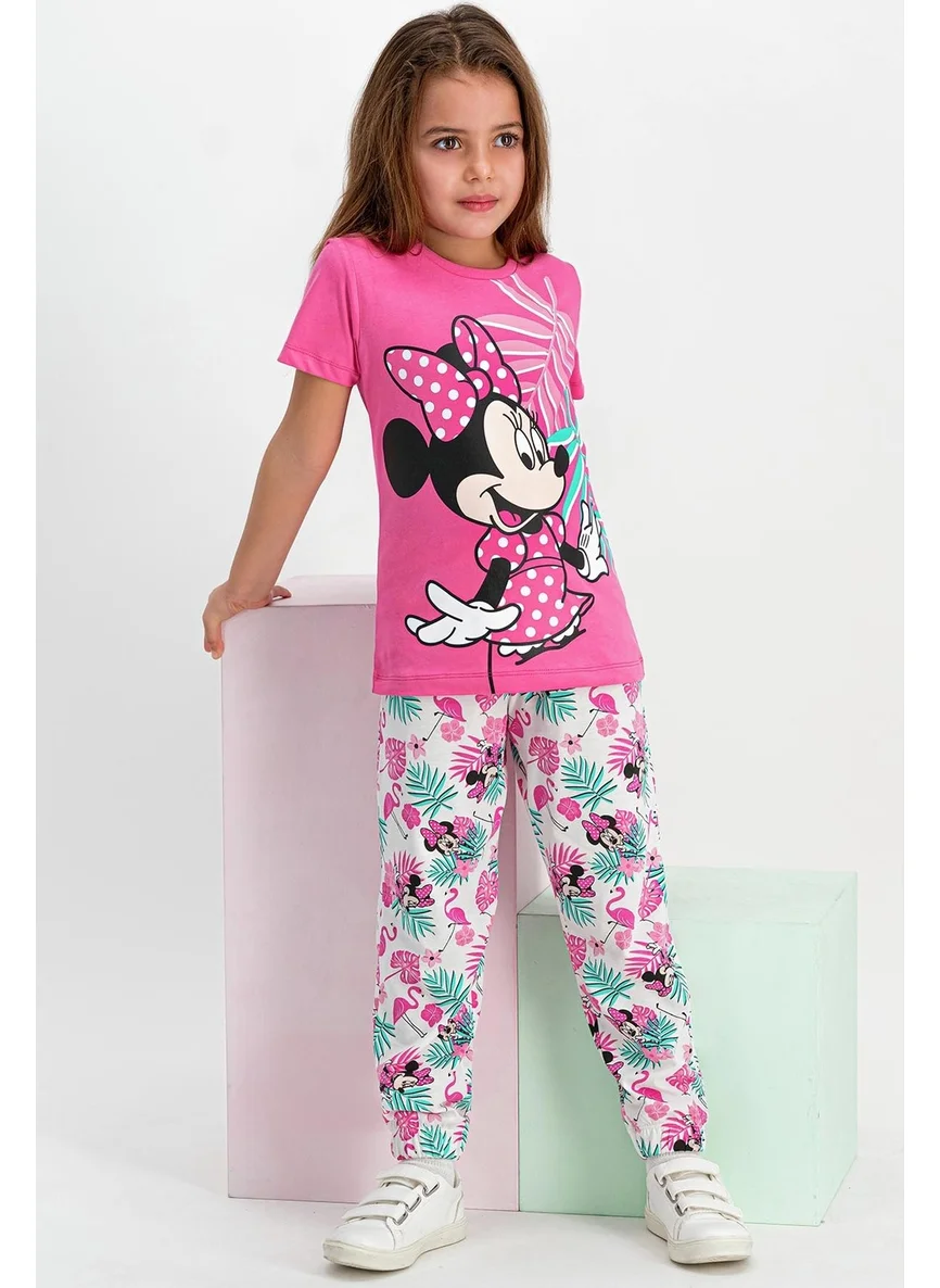 Minnie Mouse Licensed Pink Short Sleeve Women's Pajamas Set