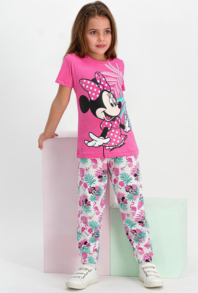 Minnie Mouse Licensed Pink Short Sleeve Women's Pajamas Set