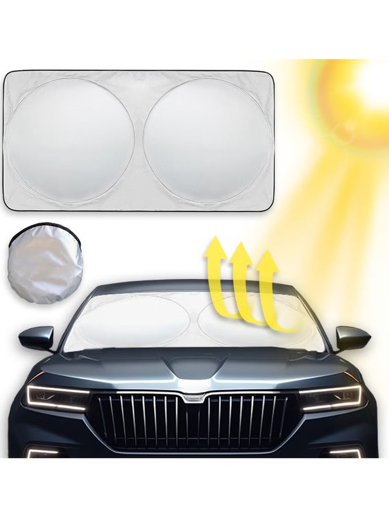 Classic Car Windshield Sun Shade, Foldable Reflector Sunshade Offers Ultimate Protection for Car Interior, Cool Reflective Sun Blocker, UV Rays and Heat Sun Visor Protector, Medium (79*150cm) - Image 1