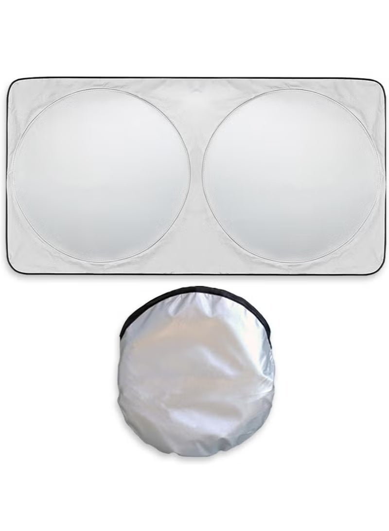 Classic Car Windshield Sun Shade, Foldable Reflector Sunshade Offers Ultimate Protection for Car Interior, Cool Reflective Sun Blocker, UV Rays and Heat Sun Visor Protector, Medium (79*150cm) - Image 5