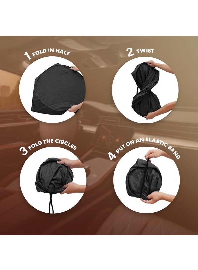 Classic Car Windshield Sun Shade, Foldable Reflector Sunshade Offers Ultimate Protection for Car Interior, Cool Reflective Sun Blocker, UV Rays and Heat Sun Visor Protector, Medium (79*150cm) - Image 4