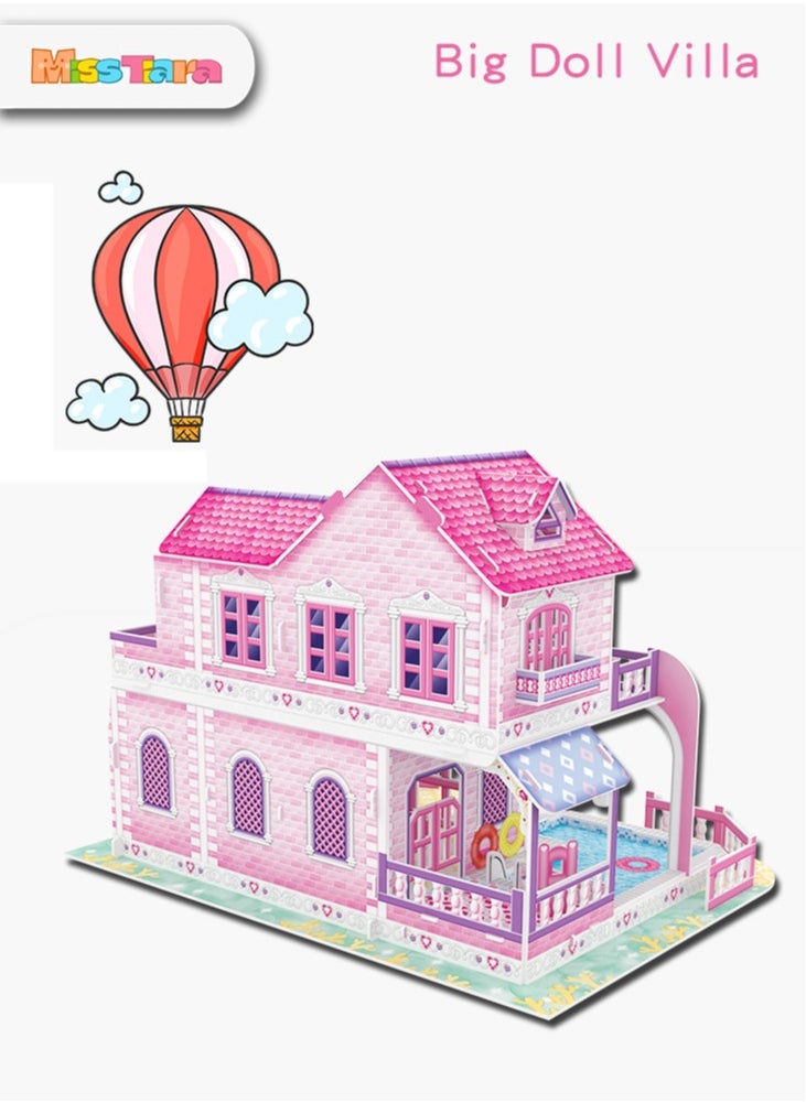 MissTiara Assembled Building Block Model, Dollhouse Toys Castle Family Diy Cottage Early Education Children Intelligence Assembling Model 3D Stereo Puzzle Toy  - Image 2