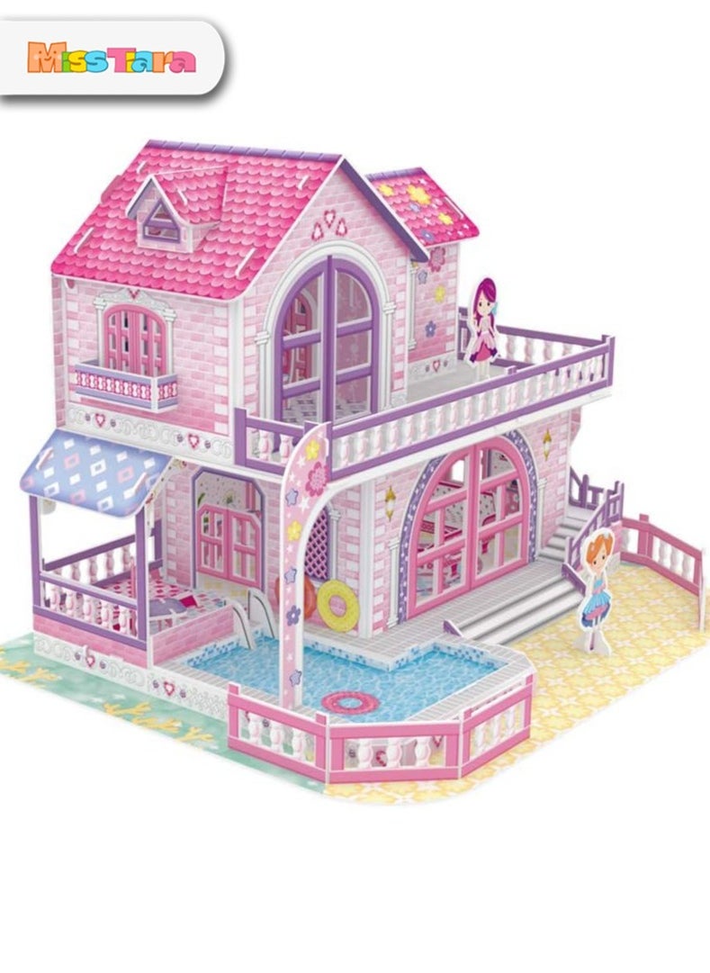 MissTiara Assembled Building Block Model, Dollhouse Toys Castle Family Diy Cottage Early Education Children Intelligence Assembling Model 3D Stereo Puzzle Toy  - Image 4