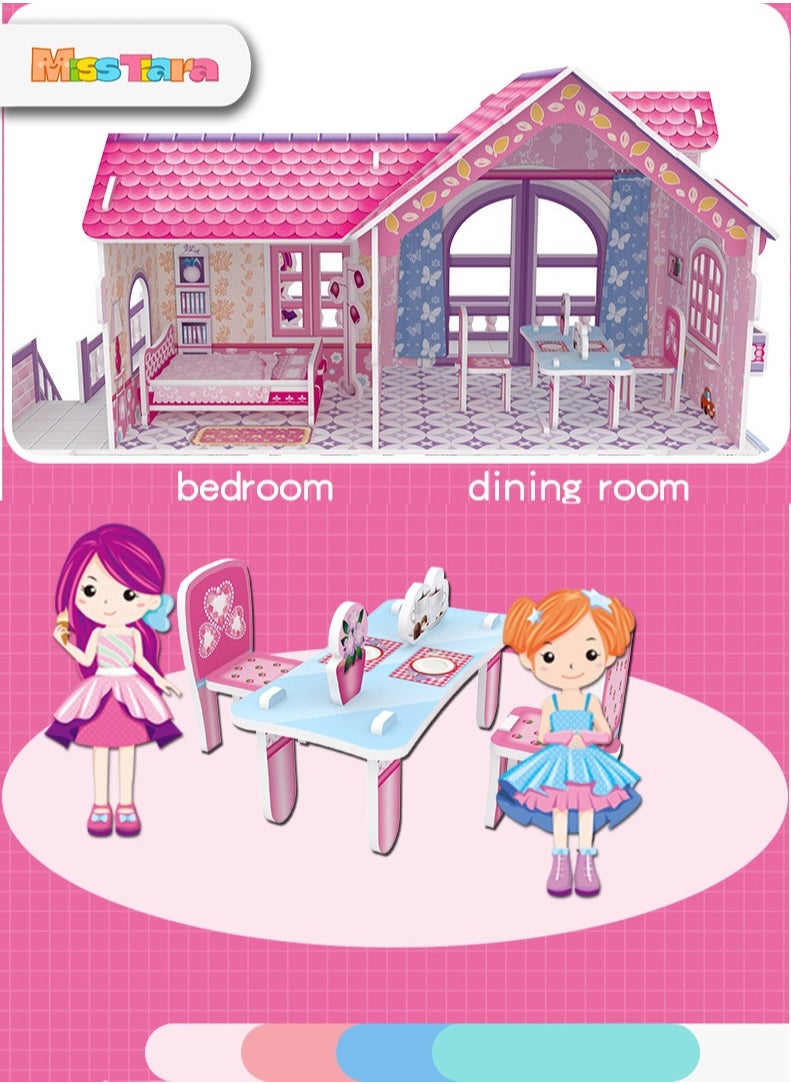 MissTiara Assembled Building Block Model, Dollhouse Toys Castle Family Diy Cottage Early Education Children Intelligence Assembling Model 3D Stereo Puzzle Toy  - Image 3